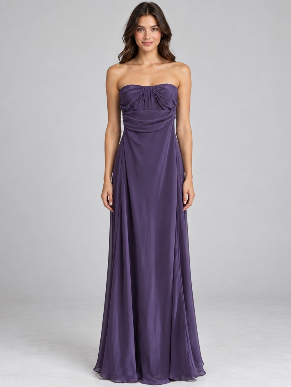 David’s Bridal Plum Purple Strapless A-Line Formal Gown Dress Size 4 F13284